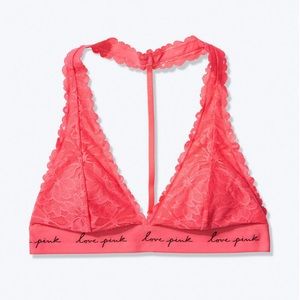 VS Pink! Lace Halter Bralette